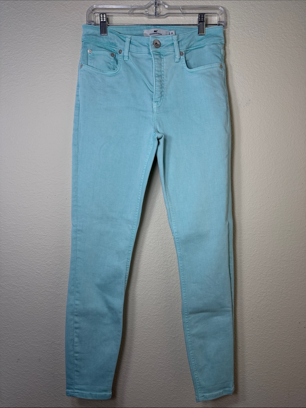 Vineyard Vines Jamie High Rise Skinny Jeans Aqua Blue Mint Green Size 26 Preppy